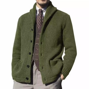 Sweater men's long sleeved knitted cardigan jacket