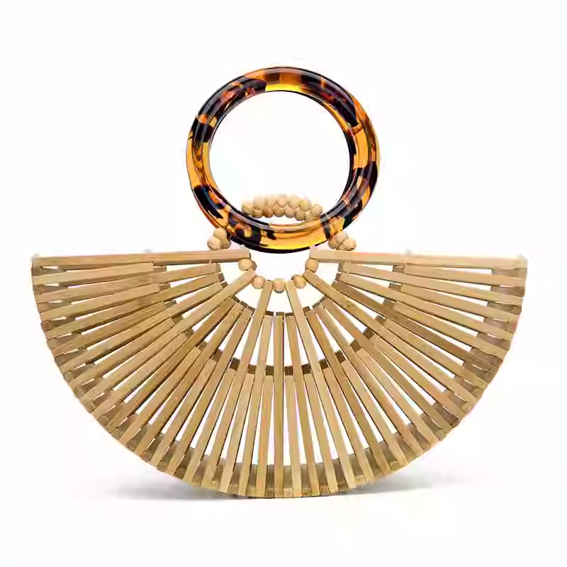 New Bamboo Woven Bag Acrylic Handbag Woven Bag Vintage Beach