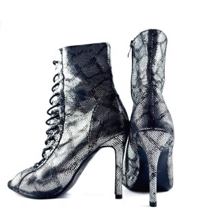 Emerald Scale Snake Shadow Series, Shimmering Scales Sexy Jazz Dance High Heels, Peep-toe Basic Style