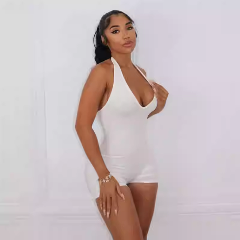 Sexy Leisure LowNeck Halter HighWaist Tight Backless Romper