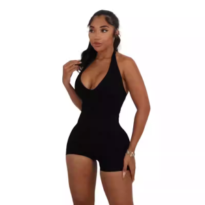 Sexy Leisure LowNeck Halter HighWaist Tight Backless Romper