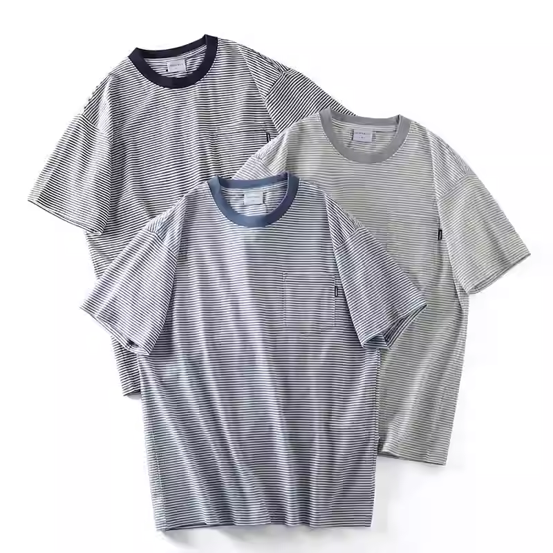 Yarn-dyed sailor stripe pattern! New summer arrival: Men's casual and stylish color-block striped crew neck short-sleeved T-shirt.