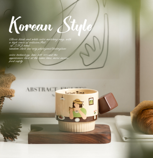Korean Style Ceramic Latte Art Mug – Stylish Coffee Cup