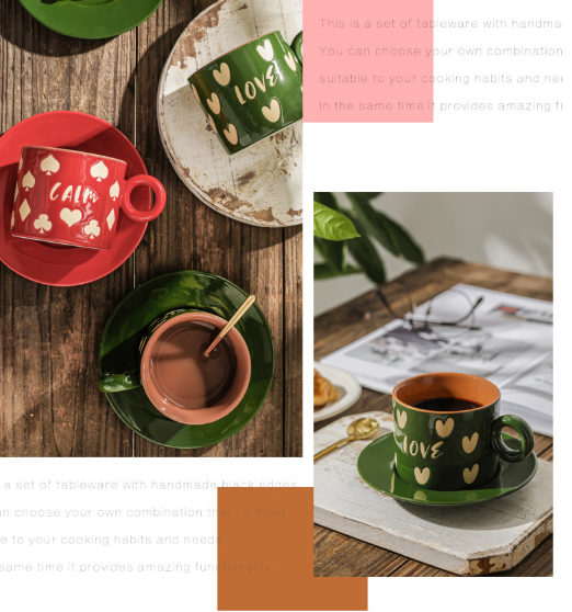 American Style Coffee Cup & Saucer Set with Spoon – INS Style