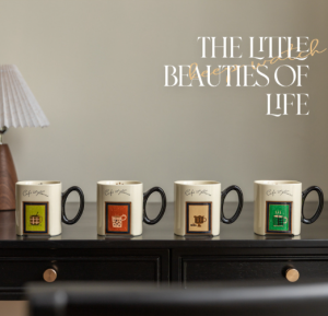 Vintage French Ceramic Coffee Mug – Large Thick Breakfast Cup