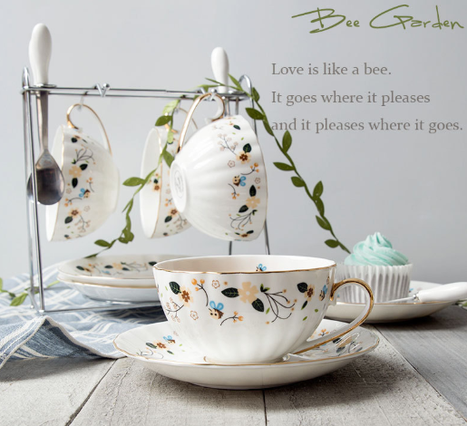 European Style Ceramic Coffee Cup & Saucer Set – Mini Luxury Vintage Tea Cup