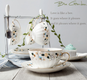 European Style Ceramic Coffee Cup & Saucer Set – Mini Luxury Vintage Tea Cup