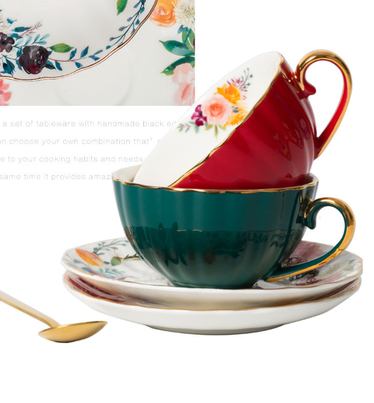 European Style Ceramic Coffee Cup and Saucer Set