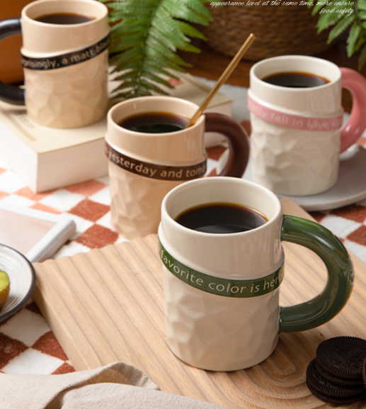 Scribble Style Large Ceramic Coffee Mug – Large Capacity Mug