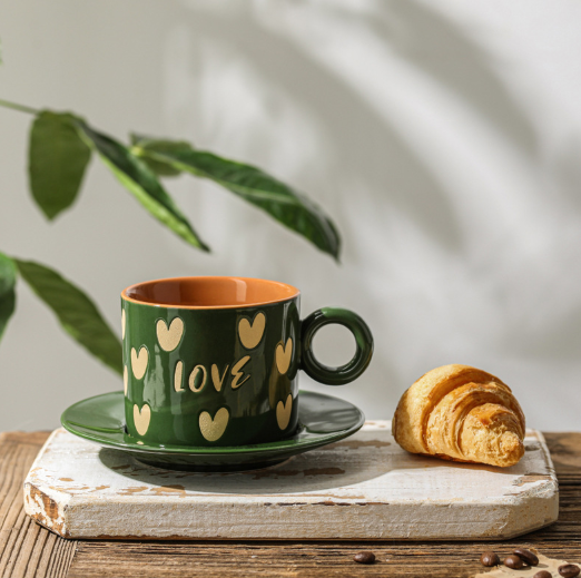 American Style Coffee Cup & Saucer Set with Spoon – INS Style